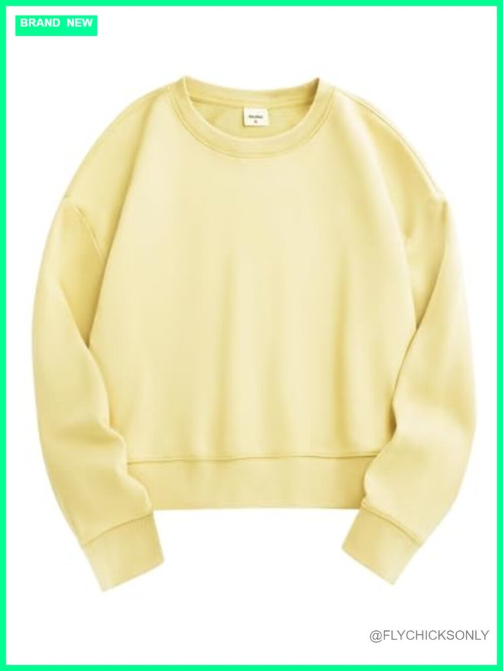 Cropped Crewneck Sweatshirt Cotton Blend Relaxed Fit Long Sleeve